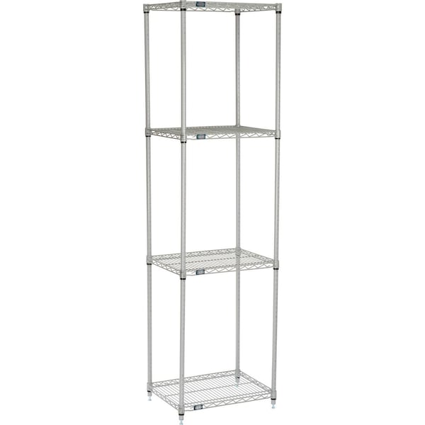 Nexel Nexelate Wire Shelving Starter Unit, Silver Epoxy, 24W X 18D X 86H 18248EP - main